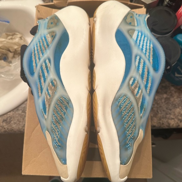 Adidas Blue and Tan Athletic Shoes with Chunky Sole - Picture 2 of 5